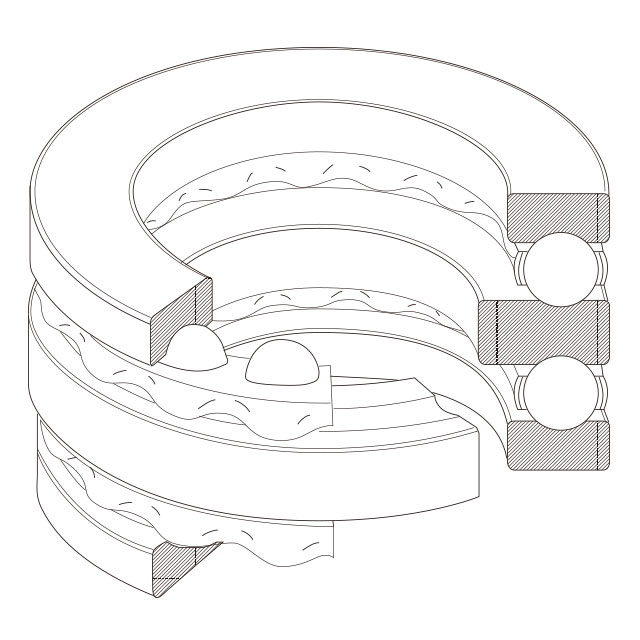 NSK双向推力球轴承2D剖面图